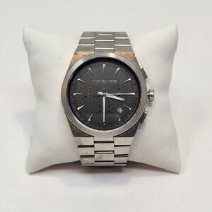 Michael Kors MK8337 Silver Tone Mens Watch Wristwatch Multifunction New Battery